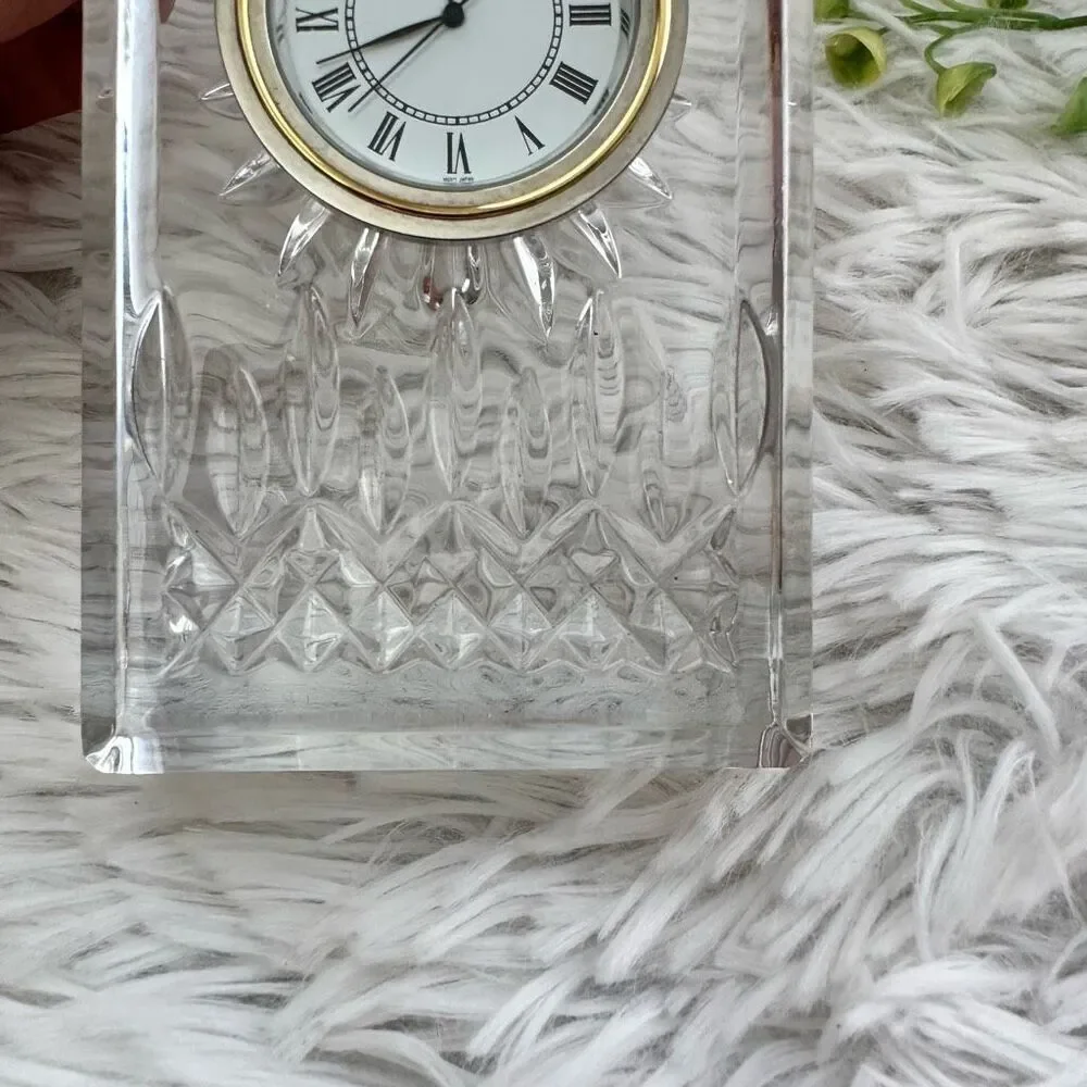 Waterford Crystal‎ Lismore Small Clock Cut Glass Bedside Desk Decor Untested